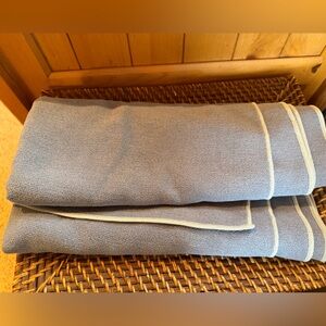 Hot yoga towel mat-size Yogarat Blue with White Trim